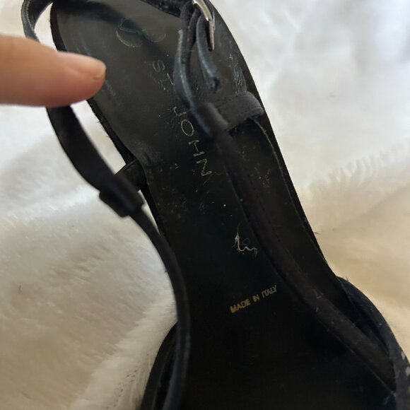 St John Black Sparkle Slingback Womens 6.5 Pointed Toe Made in Italy VINTAGE - Picture 7 of 10
